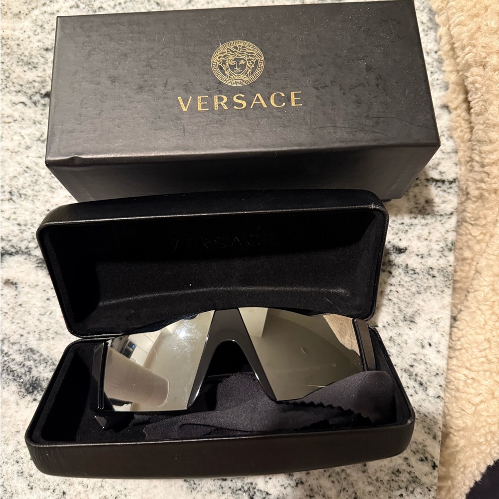 Versace Silver and Black Sunglasses